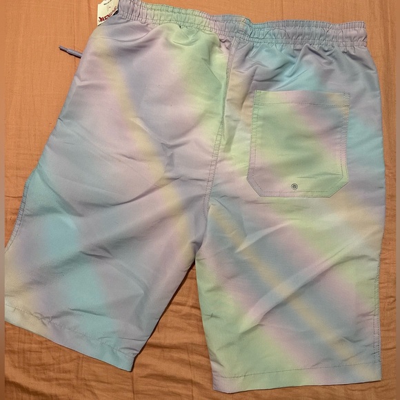 D.A.R.E Multicolor Pastel/Rainbow Swim Trunks / Shorts Size S/P US Mens - Picture 2 of 5